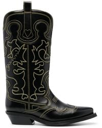 Ganni - 40mm Mid-calf Western Boots - Lyst