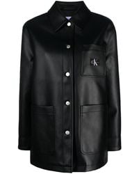 Calvin Klein - Logo-patch Faux-leather Jacket - Lyst