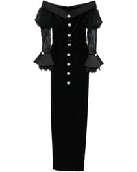 SILK LOVE & LACE - Andrea Button Velvet Maxi Dress - Lyst