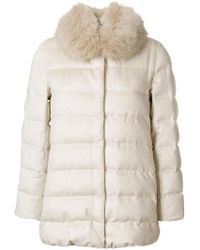 Herno Manteau matelassé à col en fourrure de renard - Neutre