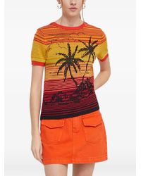 Desigual - Palm Tree Knitted T-Shirt - Lyst
