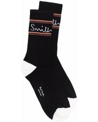Herren Bekleidung Unterwäsche Paul Smith Baumwolle Socken mit Logo-Print in Schwarz für Herren 