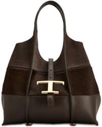 Tod's - T-Buckle Suede Leather Tote Bag - Lyst