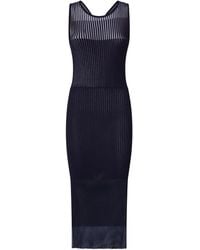 Pinko - Vestido midi de canalé translúcido - Lyst