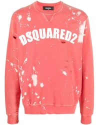 DSquared² - Distress-detail Logo-print Sweatshirt - Lyst
