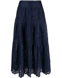 Polo Ralph Lauren - Eyelet-embroidered Tiered Midi Skirt - Lyst