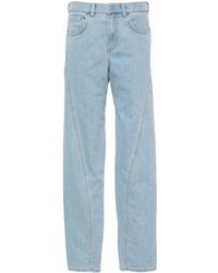 Mugler - Twisted Seam Low-Rise Tapered Jeans - Lyst