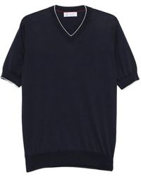 Brunello Cucinelli - V-Neck Short-Sleeve Cotton T-Shirt - Lyst