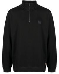 BOSS - Boss High-neck Half-zip Sweatshirt Black - Lyst
