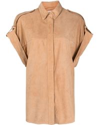 Dondup - Rolled Short-sleeved Leather Shirt - Lyst