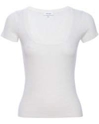 FRAME - Ribbed Modal T-shirt - Lyst