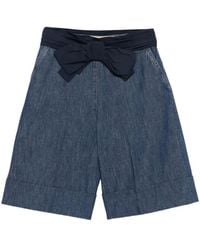 Valentino Garavani - Bow-Embellished Denim Shorts - Lyst