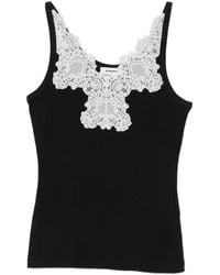 Sandro - Lace-Trim Ribbed-Knit Top - Lyst