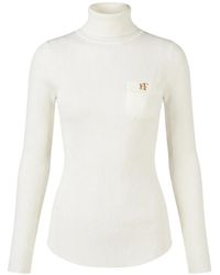 Elisabetta Franchi - Ribbed-Knit Logo Turtleneck Sweater - Lyst
