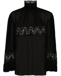 Dolce & Gabbana - Lace Detail Silk Blouse - Lyst