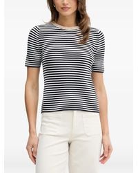 Ouí - Striped Embellished-Neck T-Shirt - Lyst