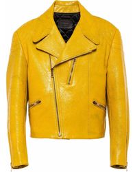 Prada Bikerjacke mit Reißverschlusstaschen - Gelb
