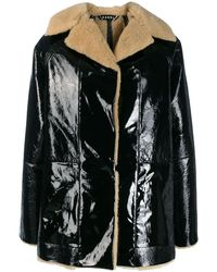 Kassl Editions Black Reversible Pvc And Shearling Coat