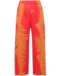 Pleats Please Issey Miyake - Printed Cropped Trousers - Lyst