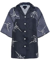 Prada - Camisa con bordado floral - Lyst