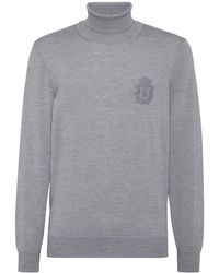 Billionaire - Monogram-Embroidered Knitted Tutleneck - Lyst