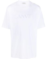 Lanvin - T-shirt en coton à logo appliqué - Lyst