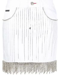 Philipp Plein - Crystal-Embellished Denim Skirt - Lyst