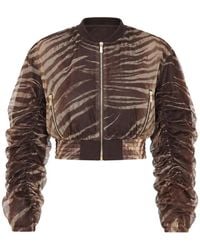 Just Cavalli - Zebra-Print Ruched-Sleeve Zip-Up Jacket - Lyst