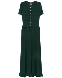 Sandro - Pointelle-Knit Ruffled Midi Dress - Lyst