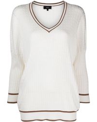 Fay - V-neck Cable-knitted Jumper - Lyst