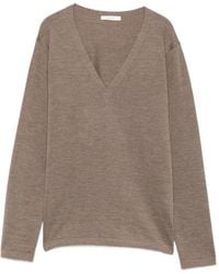 The Row - V-Neck Long-Sleeve Knit - Lyst