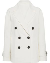 Brunello Cucinelli - Cotton-Linen Monili Pea Coat - Lyst