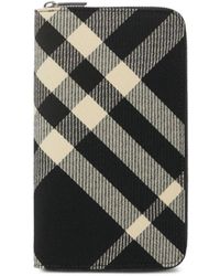 Burberry - Large Checked Zip Wallet - Lyst