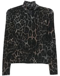 Just Cavalli - Leopard-Print High-Neck T-Shirt - Lyst