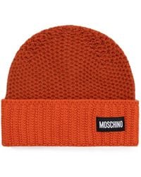 Moschino - Logo-Patch Chunky-Knit Wool Beanie - Lyst