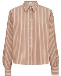 Brunello Cucinelli - Striped Cotton Poplin Shirt - Lyst
