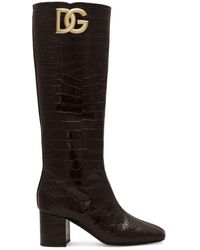 Dolce & Gabbana - 60mm Logo-plaque Leather Boots - Lyst