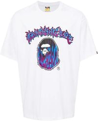 A Bathing Ape - T-Shirt Con Stampa Mad Flame Ape Head - Lyst