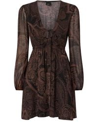 Pinko - Paisley-Print Tie-Front Midi Dress - Lyst