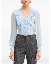 Morgan - Ruffled Shirred Blouse - Lyst