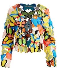 Alice + Olivia - Cardigan Fawn all'uncinetto - Lyst