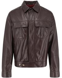 Brunello Cucinelli - Leather Jacket With Pockets - Lyst