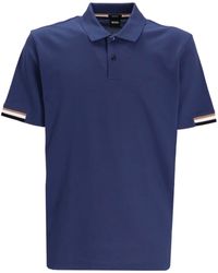 BOSS - Striped-trim Cotton Polo Shirt - Lyst