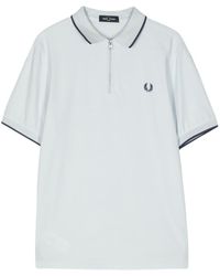 Fred Perry - Logo-embroidered Zip-neck Polo Shirt - Lyst