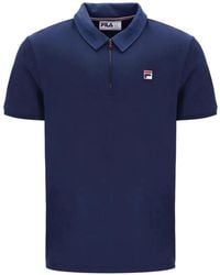 Fila - Ettore Logo-Patch Zip-Fastening Polo Shirt - Lyst