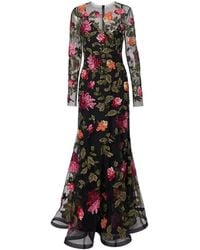 Carolina Herrera - Floral-Embroidered Maxi Dress - Lyst