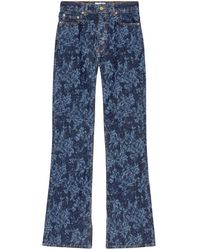 Ganni - Floral-print Flared Jeans - Lyst