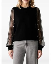 KARL LAGERFELD - Faux-Pearl Sheer-Sleeve Top - Lyst