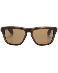 Gucci - Cut-out Logo Rectangle-frame Sunglasses - Lyst