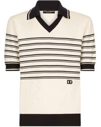 Dolce & Gabbana - Striped Logo-embroidered Polo Shirt - Lyst